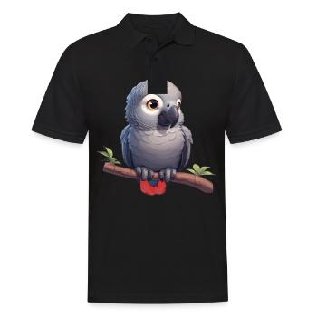 Gray Parrot Graupapageis Graupapagei - Men's Polo Shirt - black - Front - Kai (181cm)