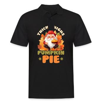 Thanksgiving-Zwerg Dicke Oberschenkel Kürbiskuchen - Männer Poloshirt - Schwarz - Vorne - Kai (181cm)