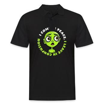 Enlèvement extraterrestre Venez en paix Laisser dans la confusion - Polo Homme - noir - Devant - Kai (181cm)