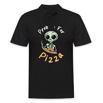 Außerirdische Entführung Sondiert Nach Pizza - Männer Poloshirt - Schwarz - Vorne - Kai (181cm)