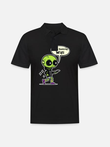 Alien Abduction Alien Seeking Wifi - Men's Polo Shirt - black