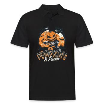Citrouilles et rondelles de hockey sur glace d’Halloween - Polo Homme - noir - Devant - Kai (181cm)