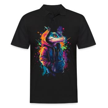 Hip Hop Dragon Vintage Urban Streetwear - Polo Homme - noir - Devant - Kai (181cm)