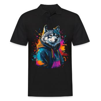 Hip Hop Wolf Vintage Streetwear urbain - Polo Homme - noir - Devant - Kai (181cm)