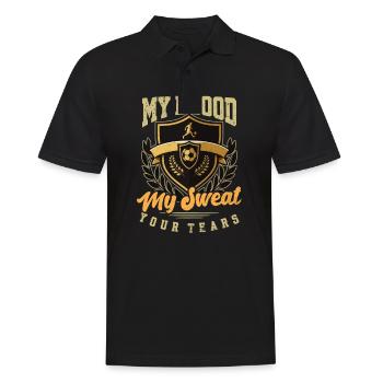 Joueur de football Mon sang Transpire tes larmes - Polo Homme - noir - Devant - Kai (181cm)