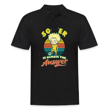 Joueur de football Le football est la réponse - Polo Homme - noir - Devant - Kai (181cm)