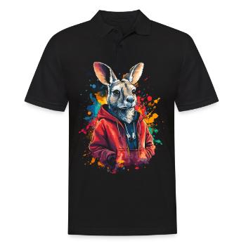 Hip Hop Kangaroo Vintage Urban Streetwear - Männer Poloshirt - Schwarz - Vorne - Kai (181cm)