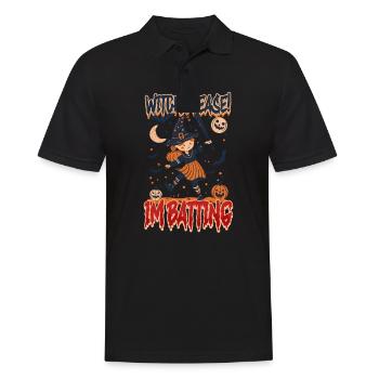 Halloween Baseball Witch, Please! I'm Batting - Men's Polo Shirt - black - Front - Kai (181cm)