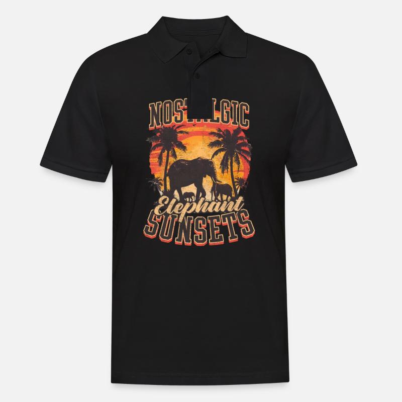 Elefant Nostalgisch Elefant Sonnenuntergänge - Männer Poloshirt - Schwarz