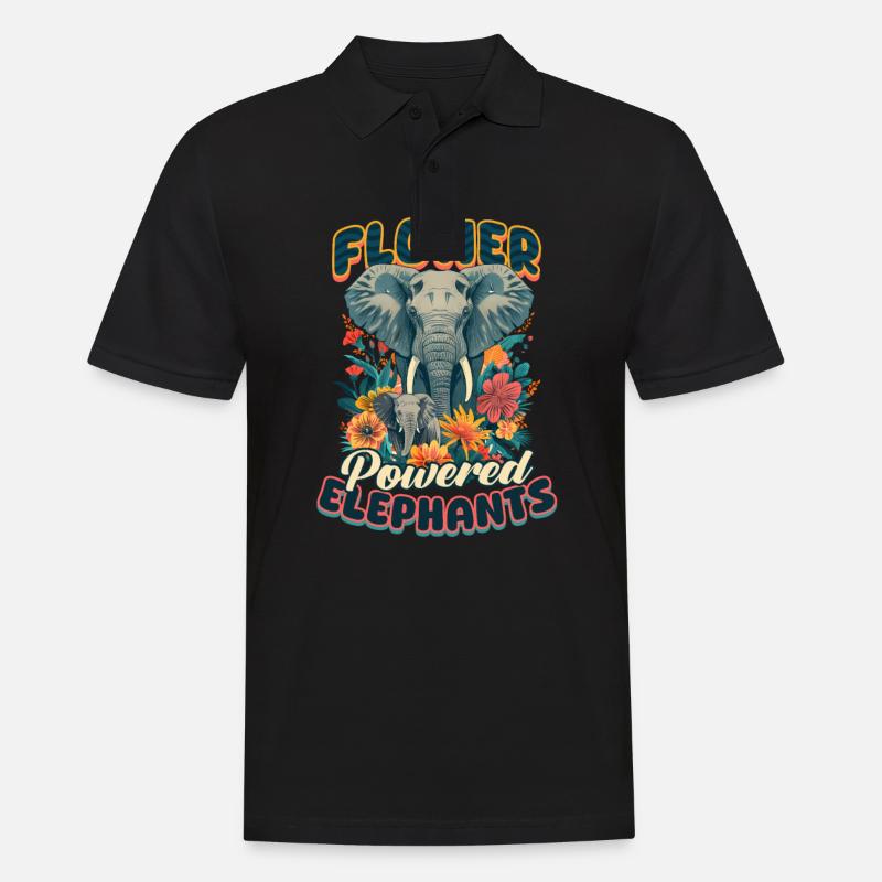 Elefantenblüten Elefanten - Männer Poloshirt - Schwarz