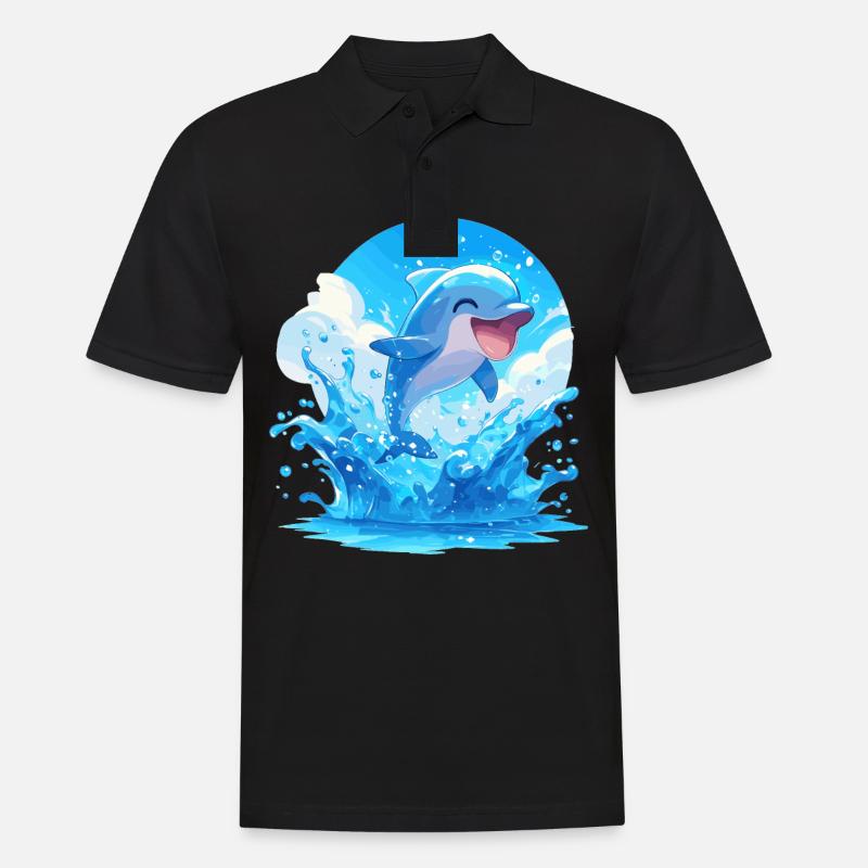 Dolphin Delfine Delfin - Männer Poloshirt - Schwarz