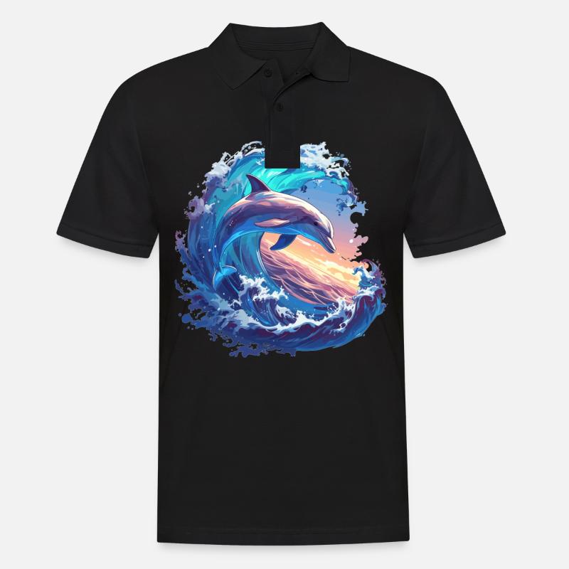 Dolphin Delfine Delfin - Männer Poloshirt - Schwarz