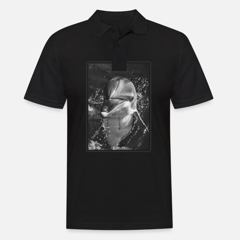 Dolphin Delfine Delfin - Männer Poloshirt - Schwarz