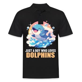Dolphin Delfine Delfin - Männer Poloshirt - Schwarz - Vorne - Kai (181cm)