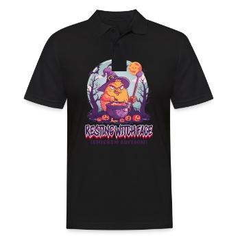 Halloween Huhn Ruhendes Hexengesicht - Männer Poloshirt - Schwarz - Vorne - Kai (181cm)