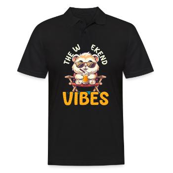 Meerschweinchen Die Wheekend Vibes - Männer Poloshirt - Schwarz - Vorne - Kai (181cm)