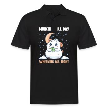 Meerschweinchen, das den ganzen Tag mampft, die ganze Nacht heult - Männer Poloshirt - Schwarz - Vorne - Kai (181cm)
