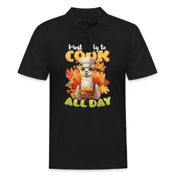 Thanksgiving Chef Likely To Cook All Day - Men's Polo Shirt - black - Front - Kai (181cm)