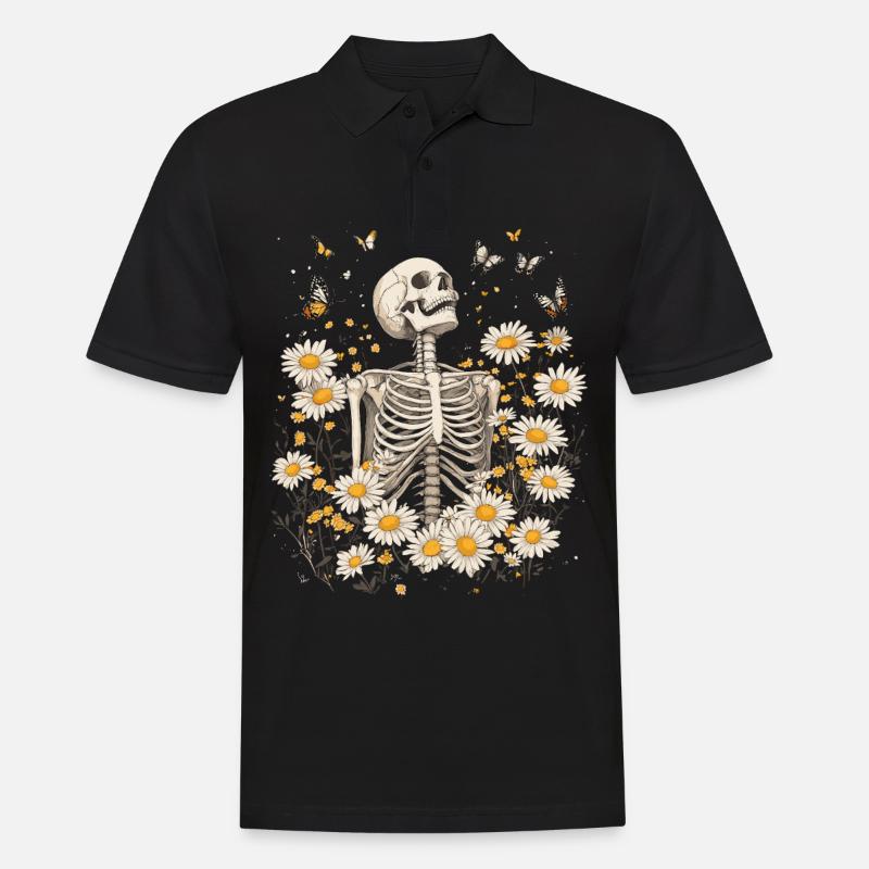 Fleurs squelettes - Polo Homme - noir