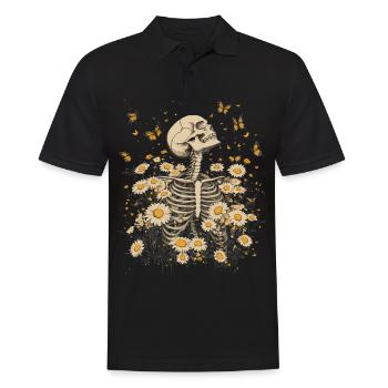 Fleurs squelettes - Polo Homme - noir - Devant - Kai (181cm)