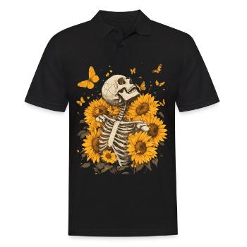 Fleurs squelettes - Polo Homme - noir - Devant - Kai (181cm)