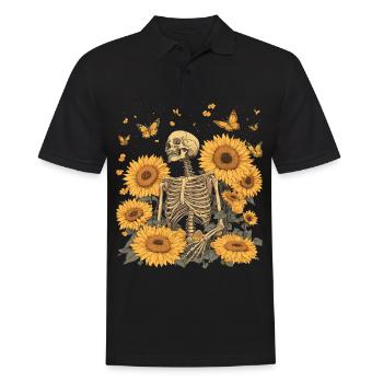 Fleurs squelettes - Polo Homme - noir - Devant - Kai (181cm)