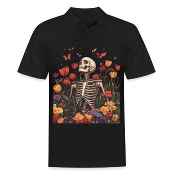 Fleurs squelettes - Polo Homme - noir - Devant - Kai (181cm)