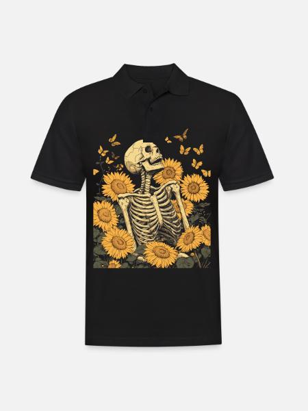 Skeleton Flowers - Men's Polo Shirt - black