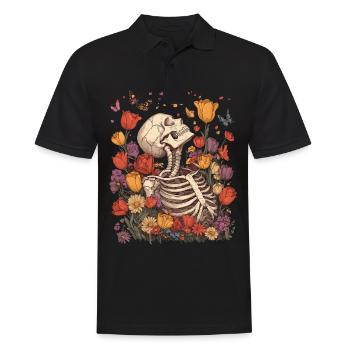 Fleurs squelettes - Polo Homme - noir - Devant - Kai (181cm)