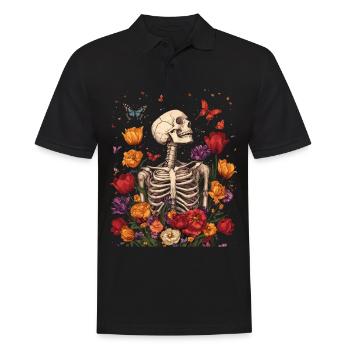 Fleurs squelettes - Polo Homme - noir - Devant - Kai (181cm)