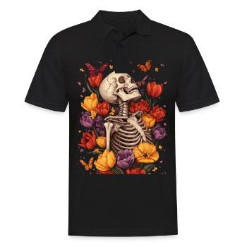 Fleurs squelettes - Polo Homme - noir - Devant - Kai (181cm)