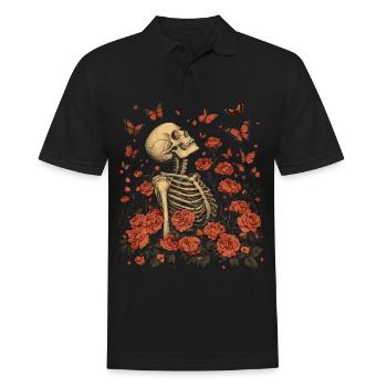 Fleurs squelettes - Polo Homme - noir - Devant - Kai (181cm)