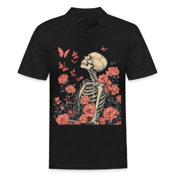 Fleurs squelettes - Polo Homme - noir - Devant - Kai (181cm)