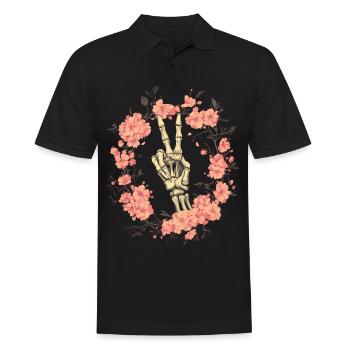 Skeleton Hand Peace Sign - Men's Polo Shirt - black - Front - Kai (181cm)