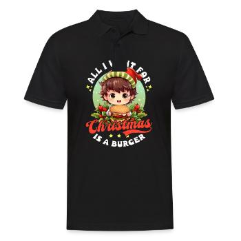 Burger Noël Want Is Burger - Polo Homme - noir - Devant - Kai (181cm)