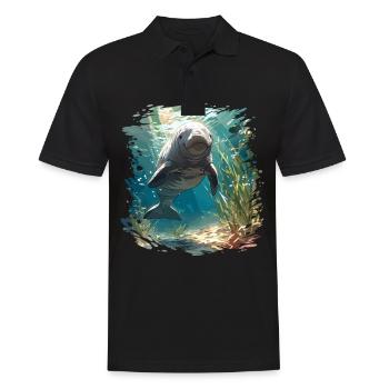Seekuh Dugongs Dugong - Männer Poloshirt - Schwarz - Vorne - Kai (181cm)