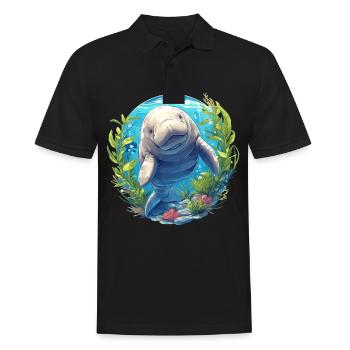 Seekuh Dugongs Dugong - Männer Poloshirt - Schwarz - Vorne - Kai (181cm)