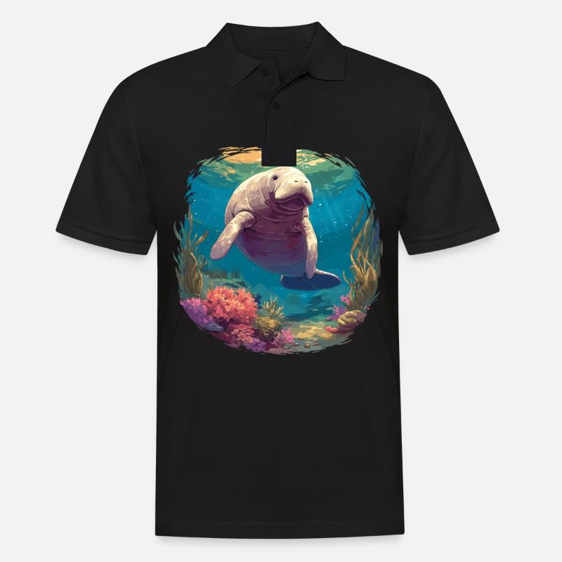 Seekuh Manatees Manatee - Männer Poloshirt - Schwarz
