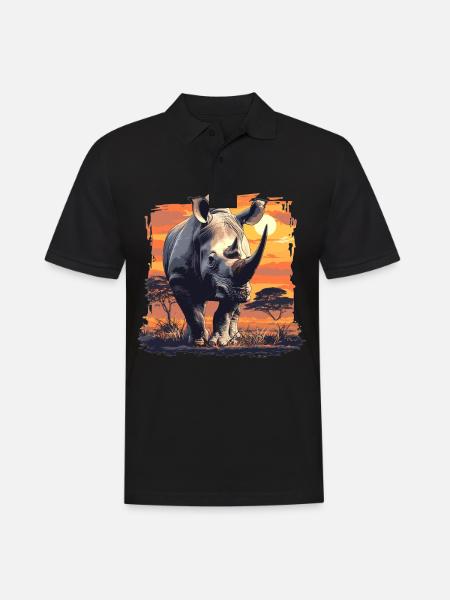 Rhino Nashörner Nashorn - Männer Poloshirt - Schwarz