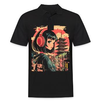 Fille d’Anime Japon - Polo Homme - noir - Devant - Kai (181cm)