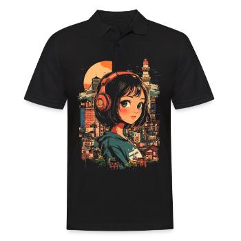 Anime Girl Japan - Men's Polo Shirt - black - Front - Kai (181cm)