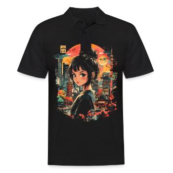 Fille d’Anime Japon - Polo Homme - noir - Devant - Kai (181cm)