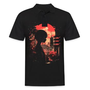 Fille d’Anime Japon - Polo Homme - noir - Devant - Kai (181cm)