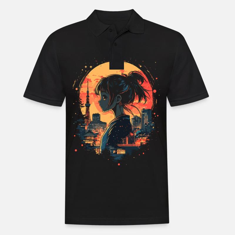 Anime Mädchen Japan - Männer Poloshirt - Schwarz