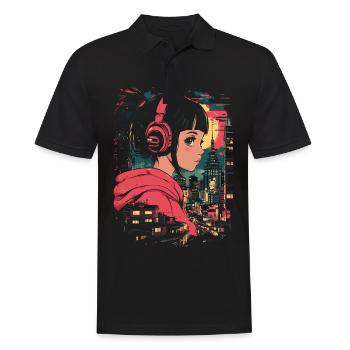 Fille d’Anime Japon - Polo Homme - noir - Devant - Kai (181cm)