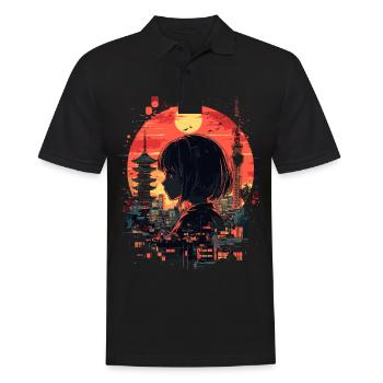 Fille d’Anime Japon - Polo Homme - noir - Devant - Kai (181cm)