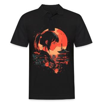 Anime Girl Japan - Men's Polo Shirt - black - Front - Kai (181cm)