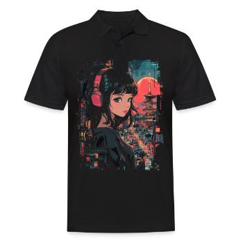 Fille d’Anime Japon - Polo Homme - noir - Devant - Kai (181cm)