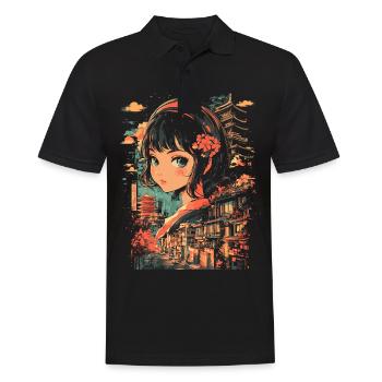 Fille d’Anime Japon - Polo Homme - noir - Devant - Kai (181cm)