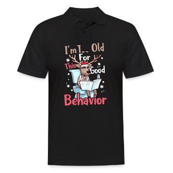 Renne de Noël trop vieux pour un bon comportement - Polo Homme - noir - Devant - Kai (181cm)